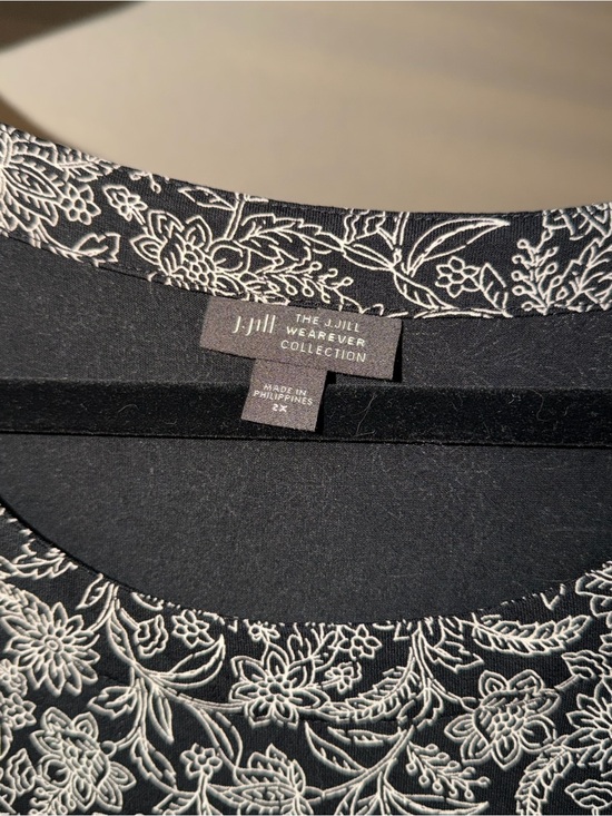 J. Jill Tops - J. Jill Black Top with White Floral Trim